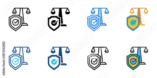 Security Compliance icons set multiple style collection. Editable stroke 
