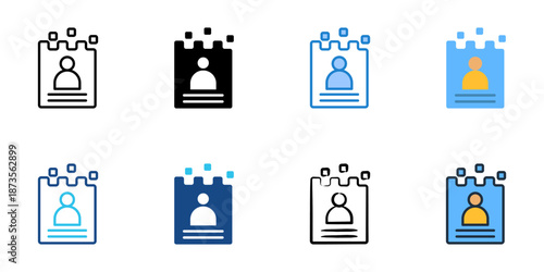 Digital Identity icons set multiple style collection. Editable stroke 
