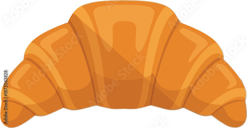 Flat art vector illustration of a croissant food item on a clean white background from a front viewpoint