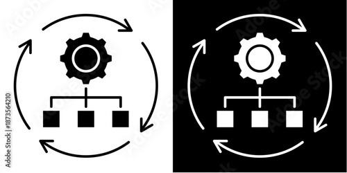 Automated Workflow  Icon Set White Glyph Style Collection
