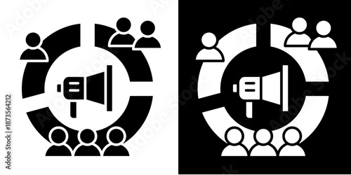 Segmented Audience  Icon Set White Glyph Style Collection
