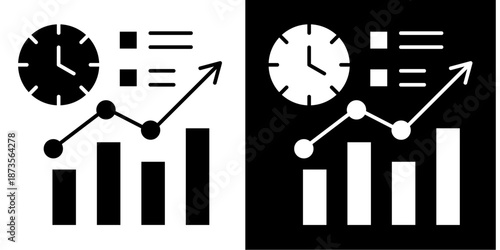 Real-Time Analytics  Icon Set White Glyph Style Collection
