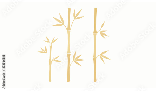 Watercolor illustration of golden bamboo stalks isolated on white background for decorative and nature designs