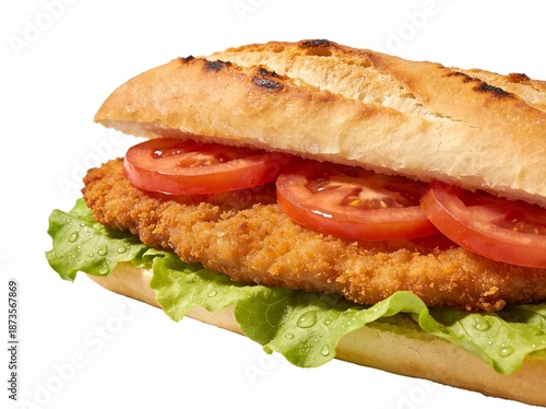 Traditional argentine milanesa sandwich isolated on white background