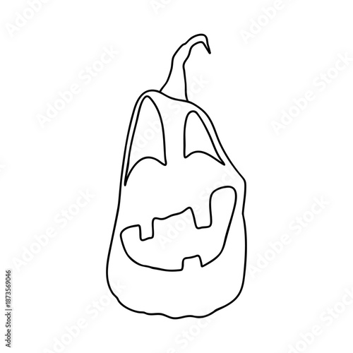 Outline for Coloring of Halloween Pumpkin. One of the Fall Holiday Symbol. Vector Illustration.