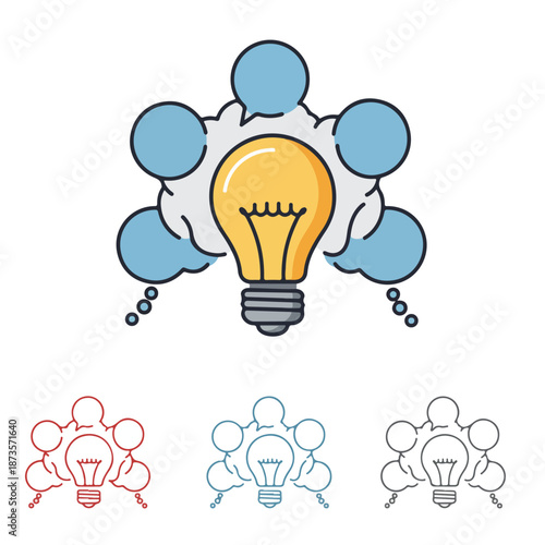 Strategic Idea Generation Vector Illustration: Fostering Collaborative Innovation and Problem-Solving