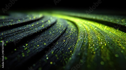 Abstract Green Glitter Texture on Dark Background with Lines