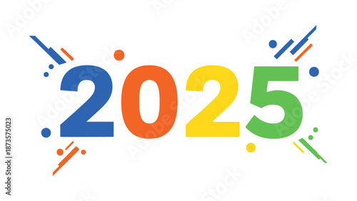 Colorful 2025 graphic for year end planning future concept isolated on white