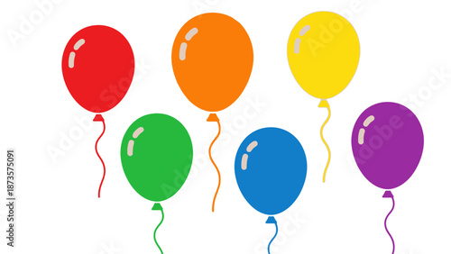 Colorful balloons floating upward against a plain white background vector illustration