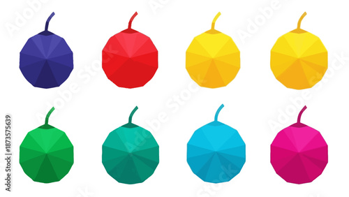 Colorful geometric spheres isolated on white background digital illustration