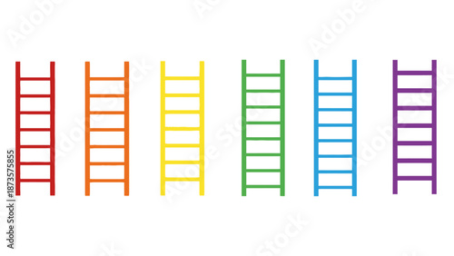 Colorful ladder illustration set representing progress and ascending concepts