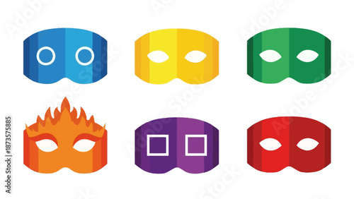 Colorful mask collection vector illustrations for design and creative projects