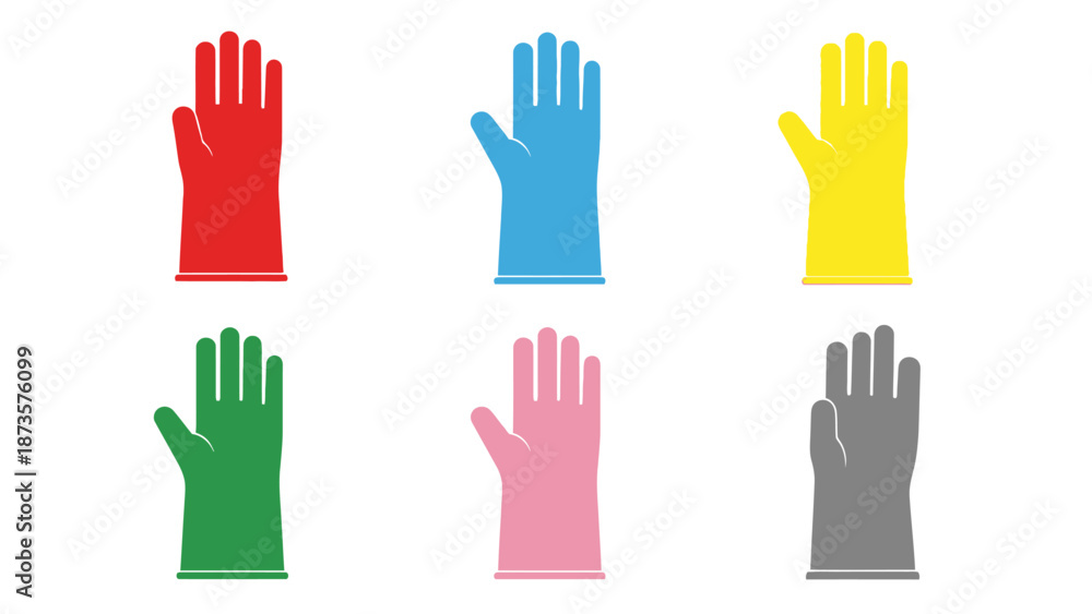 Obraz premium Colorful rubber gloves isolated on white background for cleaning or protection