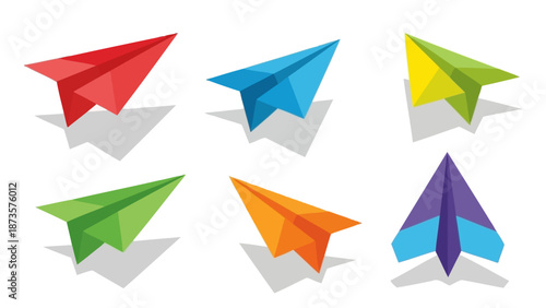 Free Download Colorful paper airplanes vector illustration of flight and creativity - GFXLoad