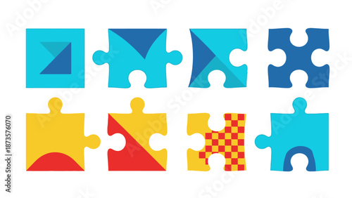 Colorful puzzle pieces illustration unity problem solving teamwork concept