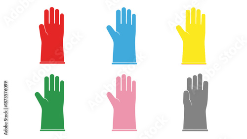 Colorful rubber gloves isolated on white background for cleaning or protection