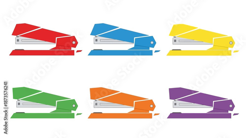 Colorful staplers vector illustration on white background for office supplies