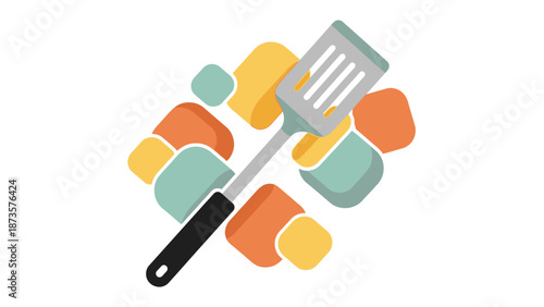 Cooking spatula graphic on abstract background for culinary and design