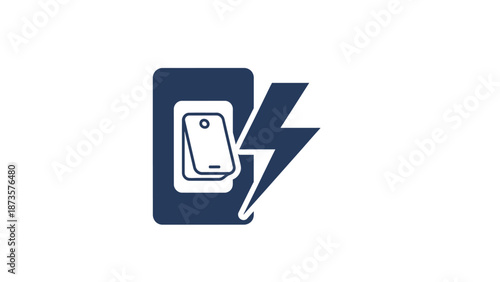 Electrical switch symbol with lightning bolt isolated on white background