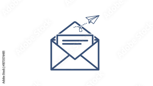 Email communication concept illustration envelope paper airplane sending message