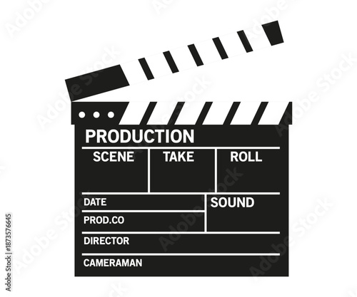 Clapboard movie production and filmmaking cinema equipment illustration