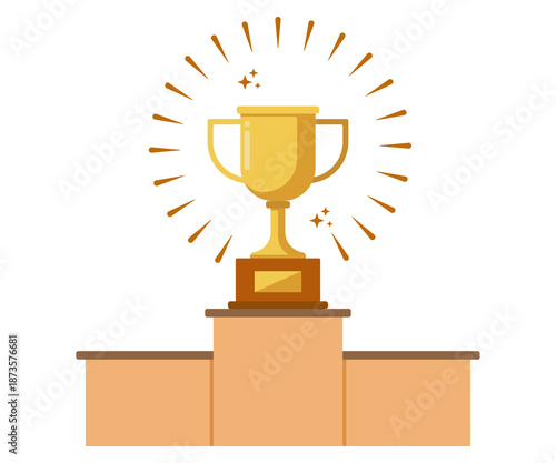 Winners podium with trophy competition concept, celebration achievement illustration