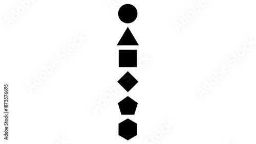 Geometric shapes arranged vertically against a white background for design