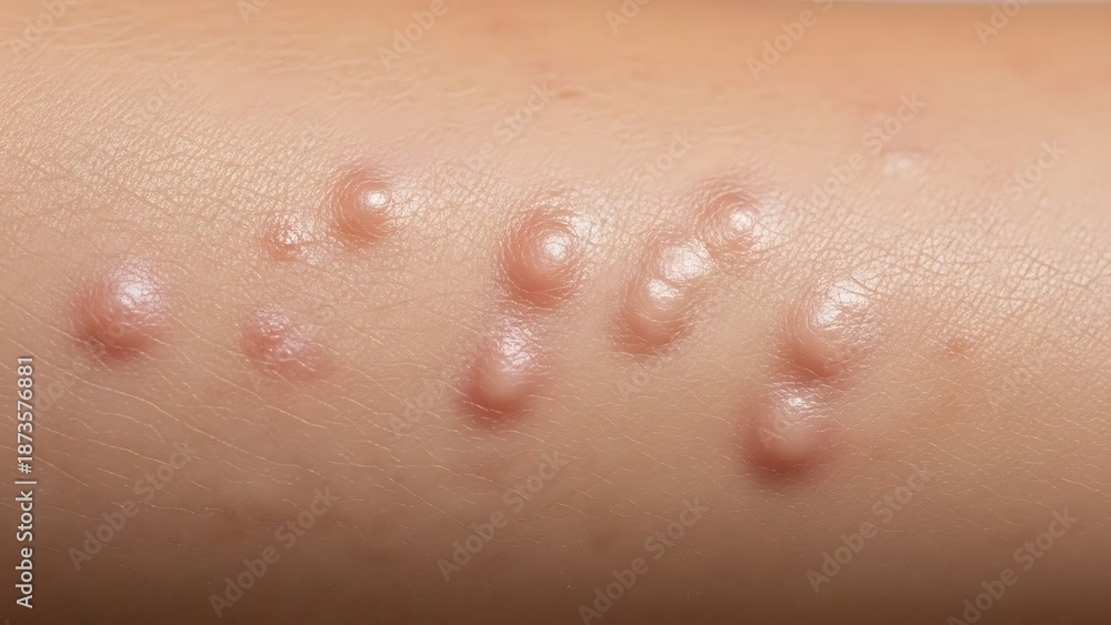 Fototapeta premium A close-up view of skin with multiple small bumps and lesions