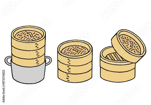 せいろの手描きイラストセット