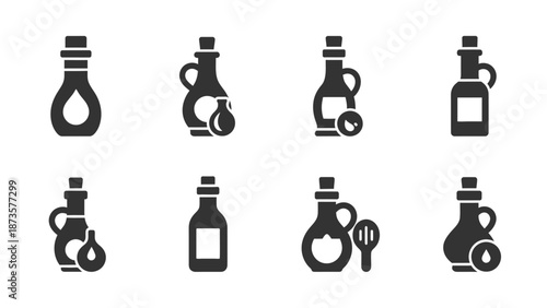 Set of various bottle silhouettes for cooking oil vinegar and more