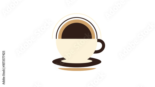Stylized coffee cup illustration with beverage and saucer on white background