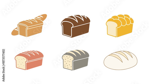 Variety of bread loaves illustration set bakery food concept isolated design