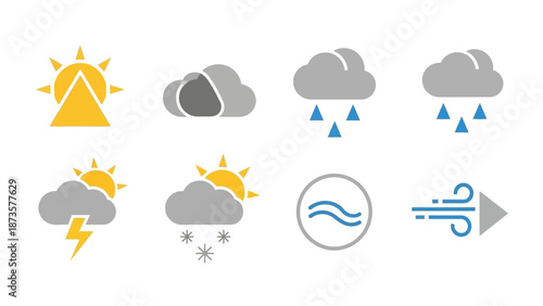 Weather icons illustrative collection of forecast symbols in flat design