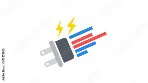 Abstract illustration of an electrical plug with colorful energy indicators