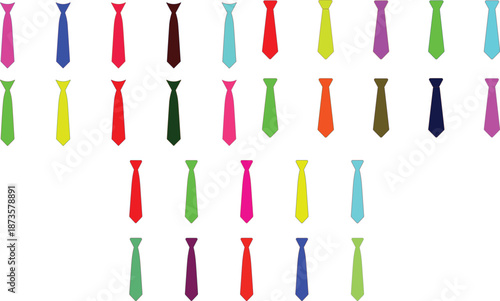 Large set of colorful necktie icons in various bright shades for professional business formal wear fashion accessories and corporate dress code style