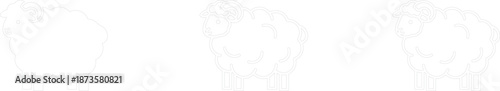 Professional white outline sheep icon set featuring three minimalist curly wool lamb symbols for farm and livestock branding.