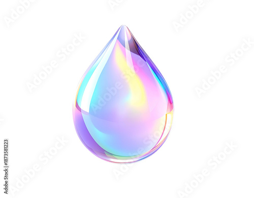 Holographic water droplet isolated on black