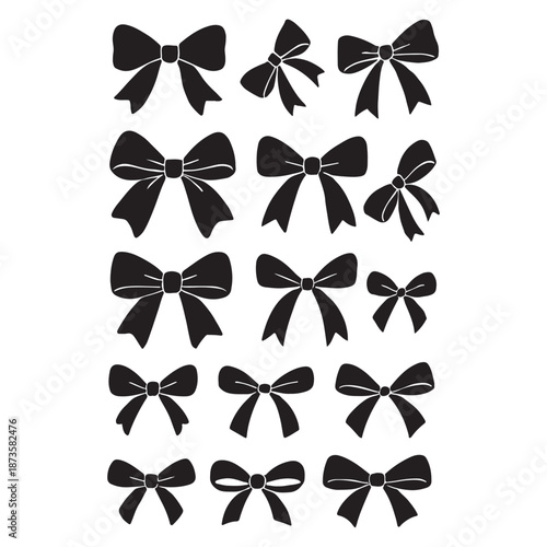 Set of decorative bows and bow ties for holidays and celebrations