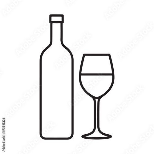 Isolated red wine bottle and glass with liquid beverage on a blank background for a winery celebration