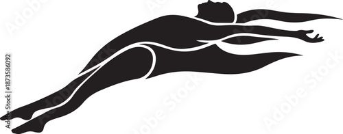 Swimmer in Motion Silhouette Swimming Stroke Technique Illustration