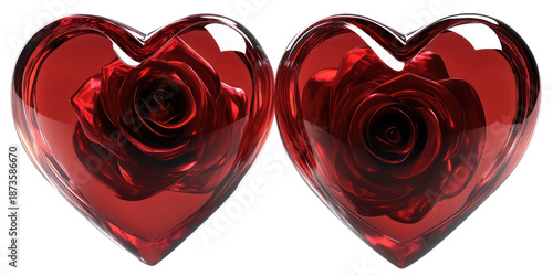 Elegant red heart shaped boxes with roses, romantic valentine's gift ideas