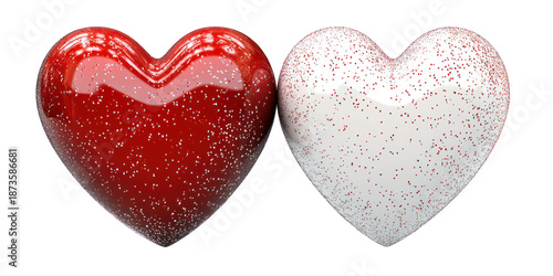 Valentine's day hearts, romantic love symbols, isolated on transparent background