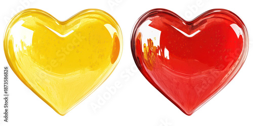 Vibrant valentine hearts, romantic love symbols, isolated on transparent background