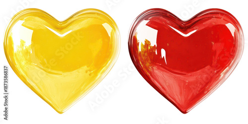 Vibrant valentine hearts, romantic love symbols, isolated on transparent background
