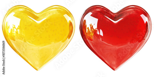 Golden and red heart shapes for romantic valentine's day decoration