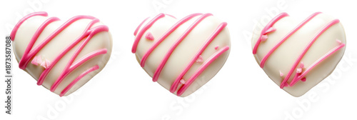 Delicious white chocolate hearts with pink drizzle - valentine's day treats