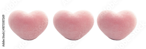 Three romantic hearts valentine decoration, isolated on transparent background
