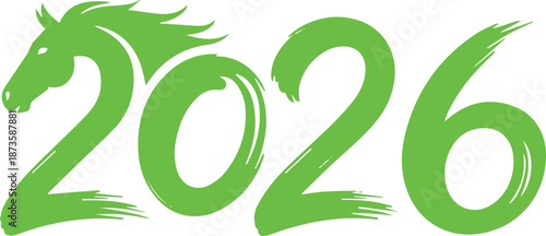 2026 horse zodiac ink calligraphy numeral design vector illustration