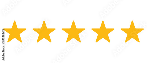 Five star review icon strip, top quality rating symbol, positive feedback graphic design element