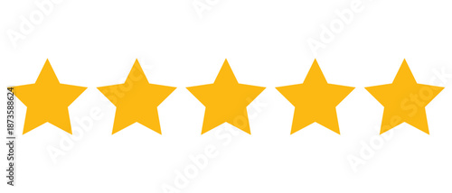 Five star review icon set, positive customer feedback rating symbol, satisfaction score graphic element